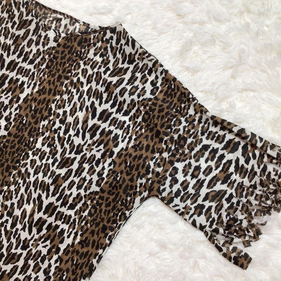 Vintage Sidney Bernstein & Son Sheer Fringe Animal Print Lingerie Coverup OS L M - Picture 4 of 8
